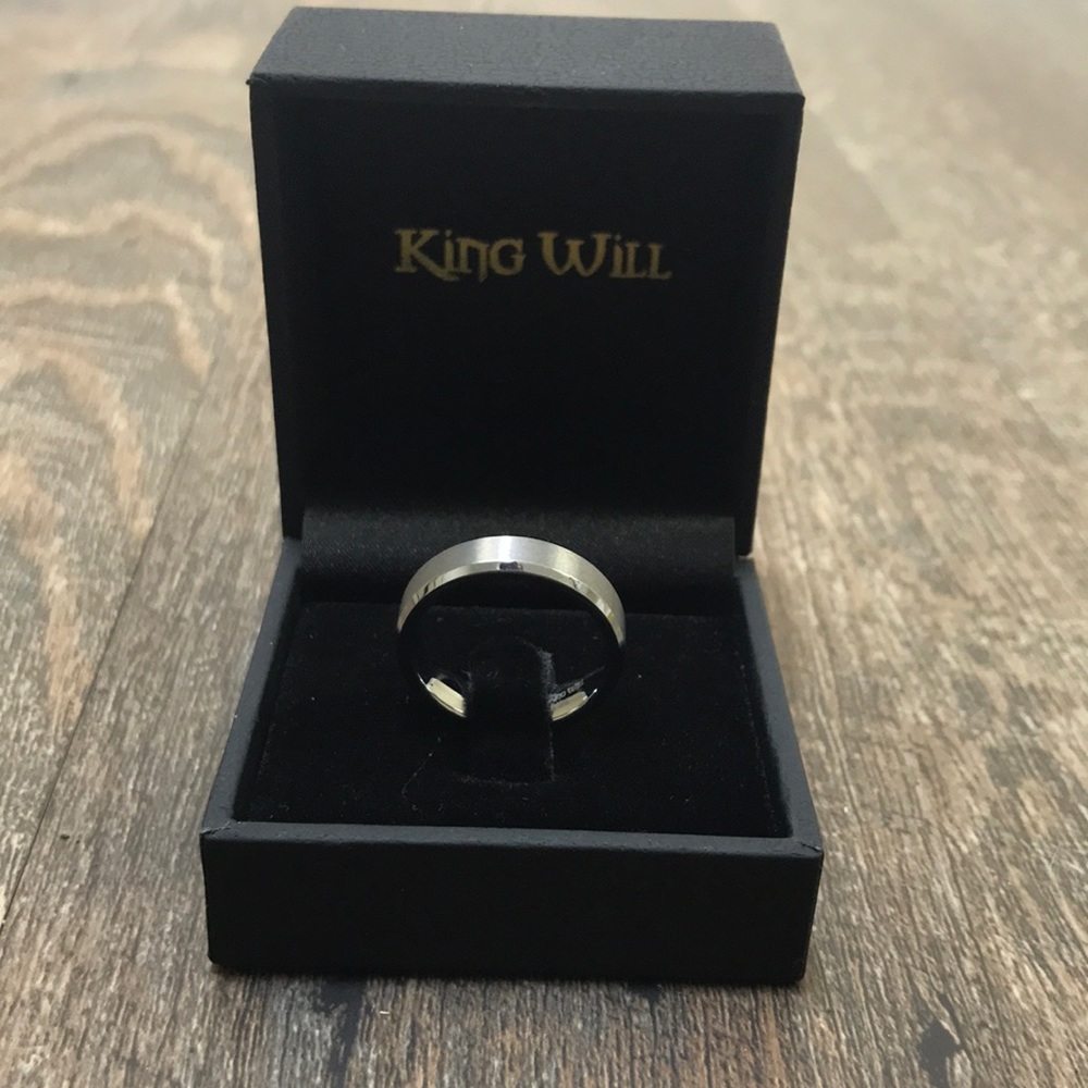 King Will Tungsten Ring Matte Finished Beveled Polished Edge Comfort Fit sz 10